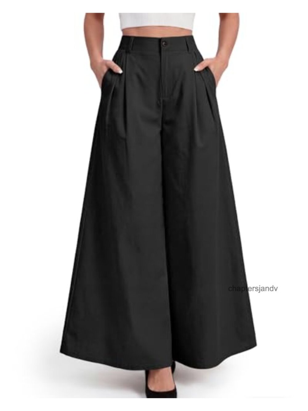 High Waisted Wide Leg Pleated Palazzo Trousers Business Casual Work Pants